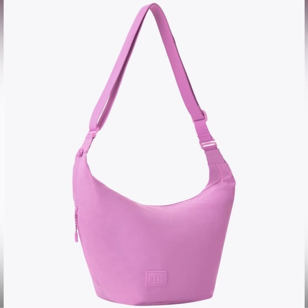 BÉIS The Crescent Catchall in Berry pink purple Pink Shoulder Bag dual wear NWT - Picture 2 of 4